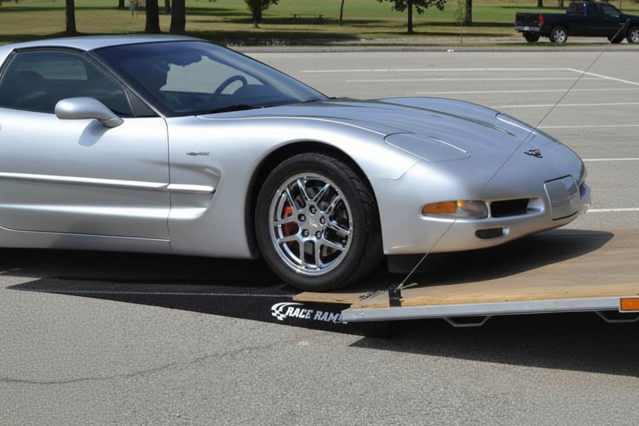 Race Ramps 7in. Trailer Ramp w/ Flap Cut-Out - 5.5 Degree Approach Angle