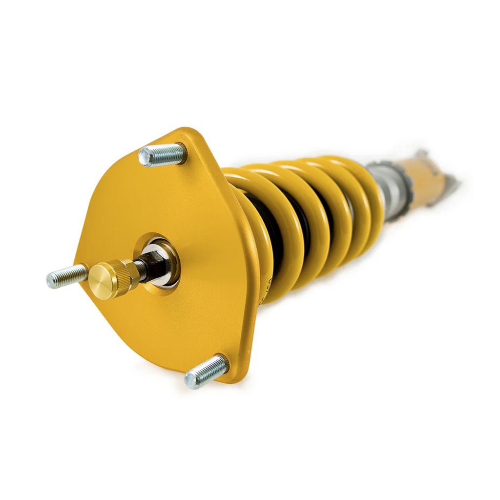 Yellow shock absorber on a white background